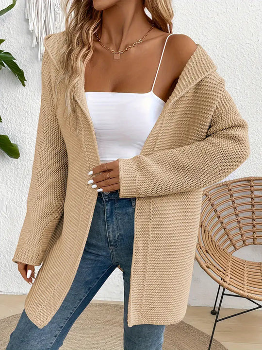 Gemütliche Eleganz Strickjacke mit Kapuze