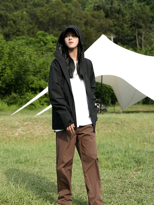 Heidi-Mode - Wasser- und winddichte Damenregenjacke mit Kapuze und Taschen