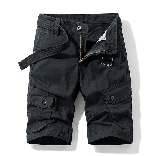 Steven | Solide Farbe Multi-Pocket Cargo Shorts Männer