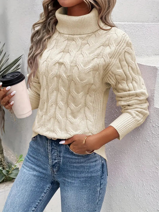 Heidi-Mode | Pull À Col Roulé Torsadé Pour Femme