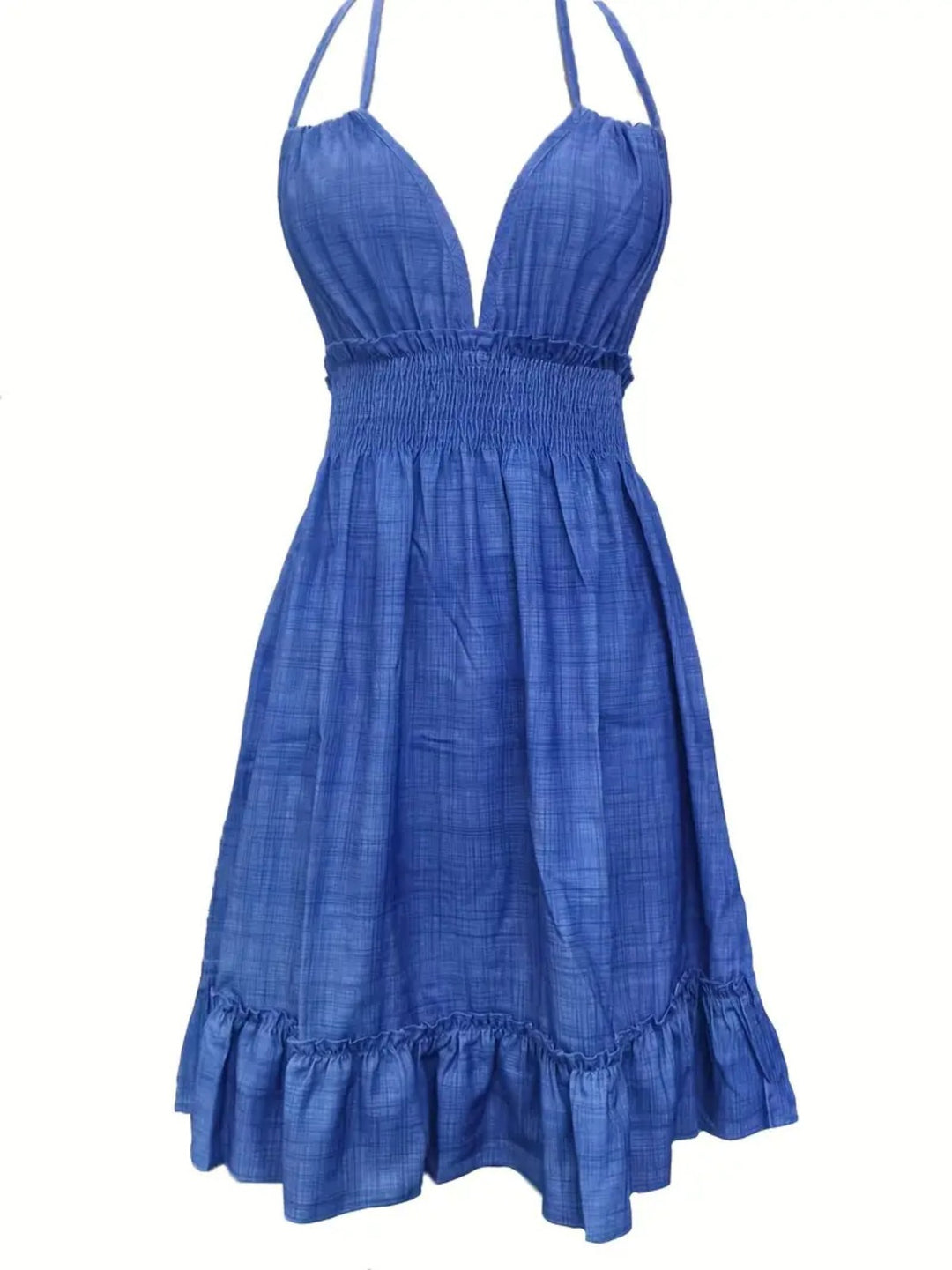 Heidi Mode | Tiefes V-Seil-Sling-Neckholder-Kleid