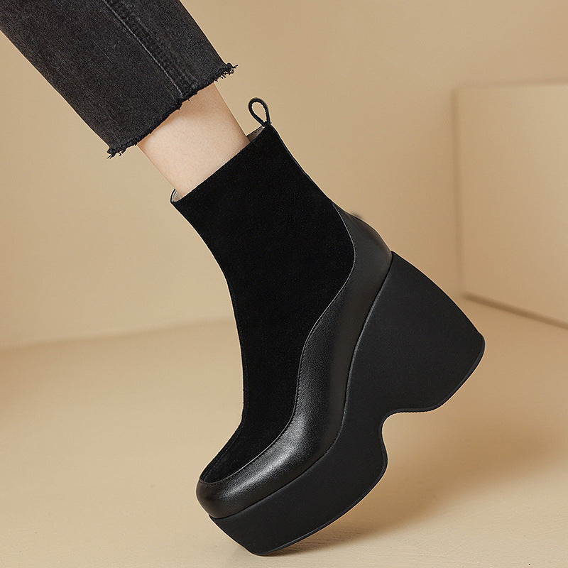 Heidi-Mode | Kleine Plattform Martin Stiefel Frauen Echtes Leder