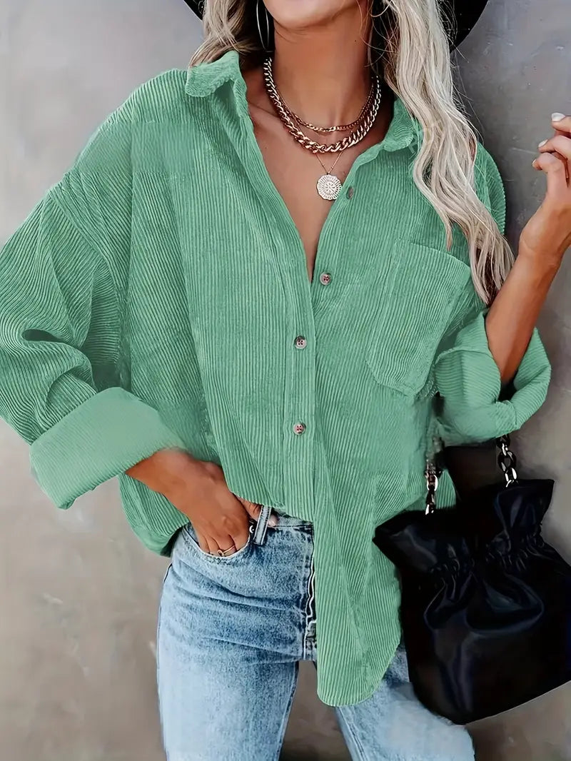 Heidi-Mode | Cordhemd Langarm Bluse für Frauen
