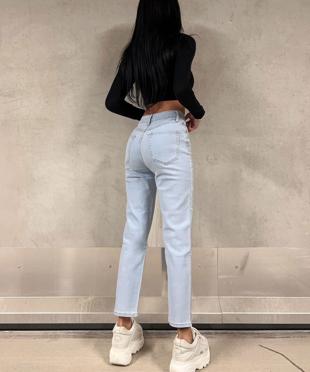 Glitzer Mum Jeans Leandra