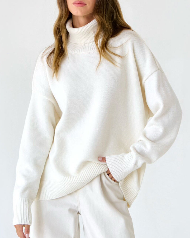 Heidi-Mode | Eleganter Oversized Damen Rollkragenpullover Aus Baumwolle