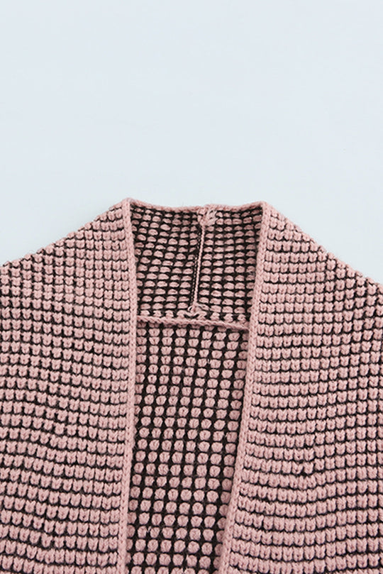 Karierter Strickcardigan Mit Offener Vorderseite