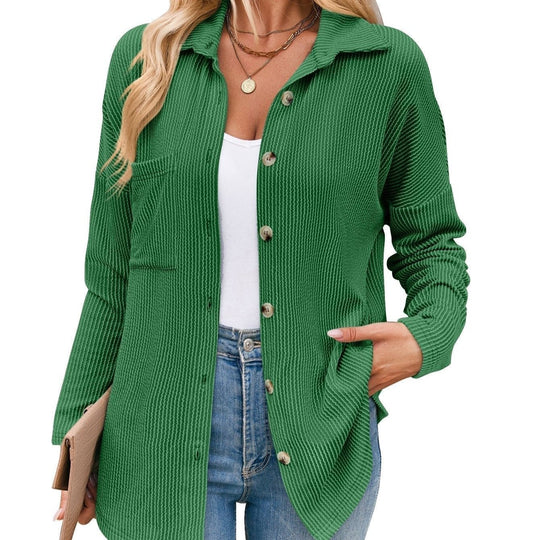 Heidi-Mode - Schick Herbst Gestreifte Lange Ärmel Bluse für Frauen