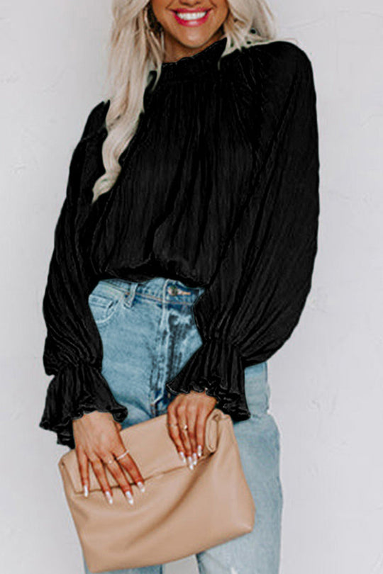 Heidi-Mode | Rundhals Volantärmel Bluse