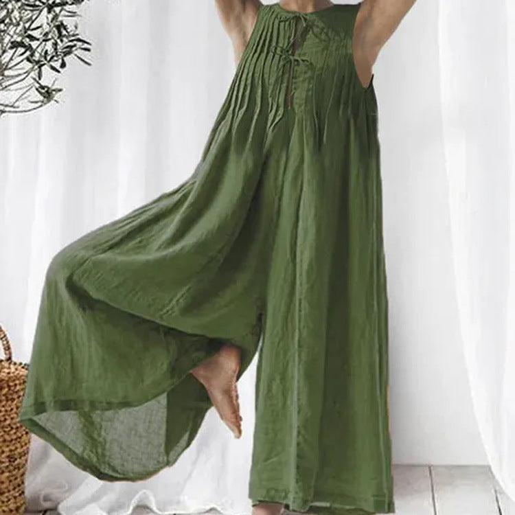 Heidi-Mode | Leinen Jumpsuit mit Gefaltetem Detail