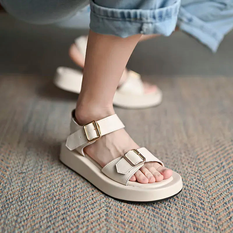 Heidi-Mode | Neue Sommerschuhe mit Flachen Schnallen und Plattformen für Frauen