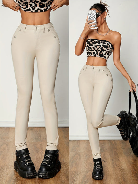 Heidi-Mode | Schwarze Slim Fit Pu Leder Skinny Jeans