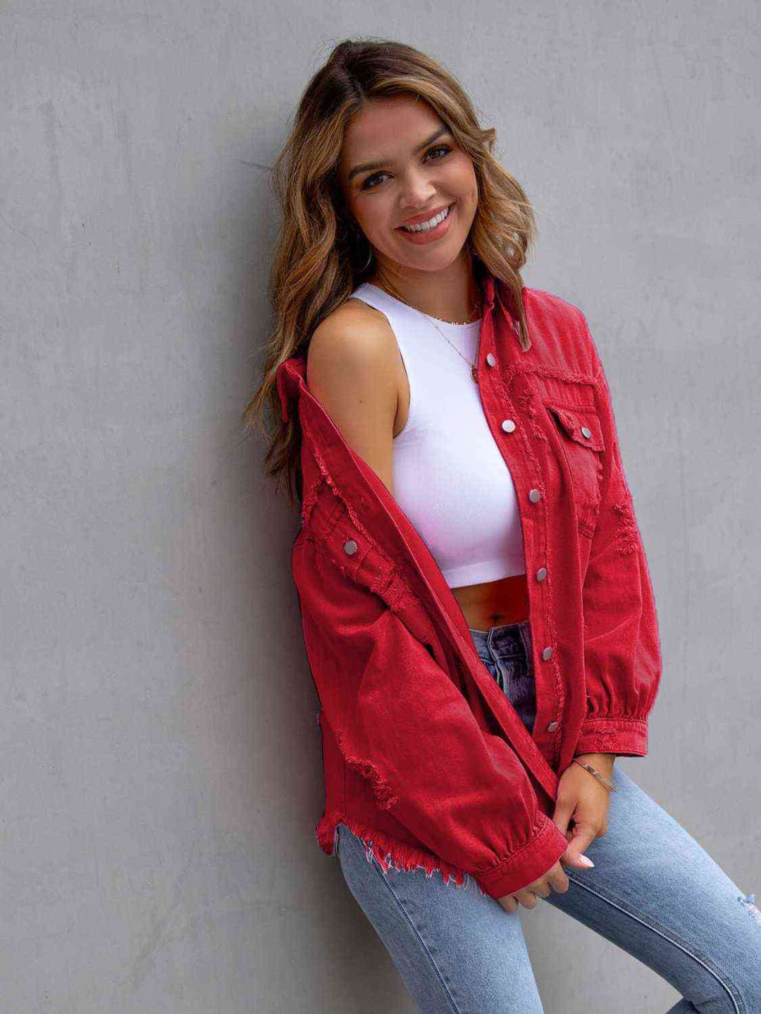 Heidi-Mode | Zerrissene Drop Shoulder Denim Jacke