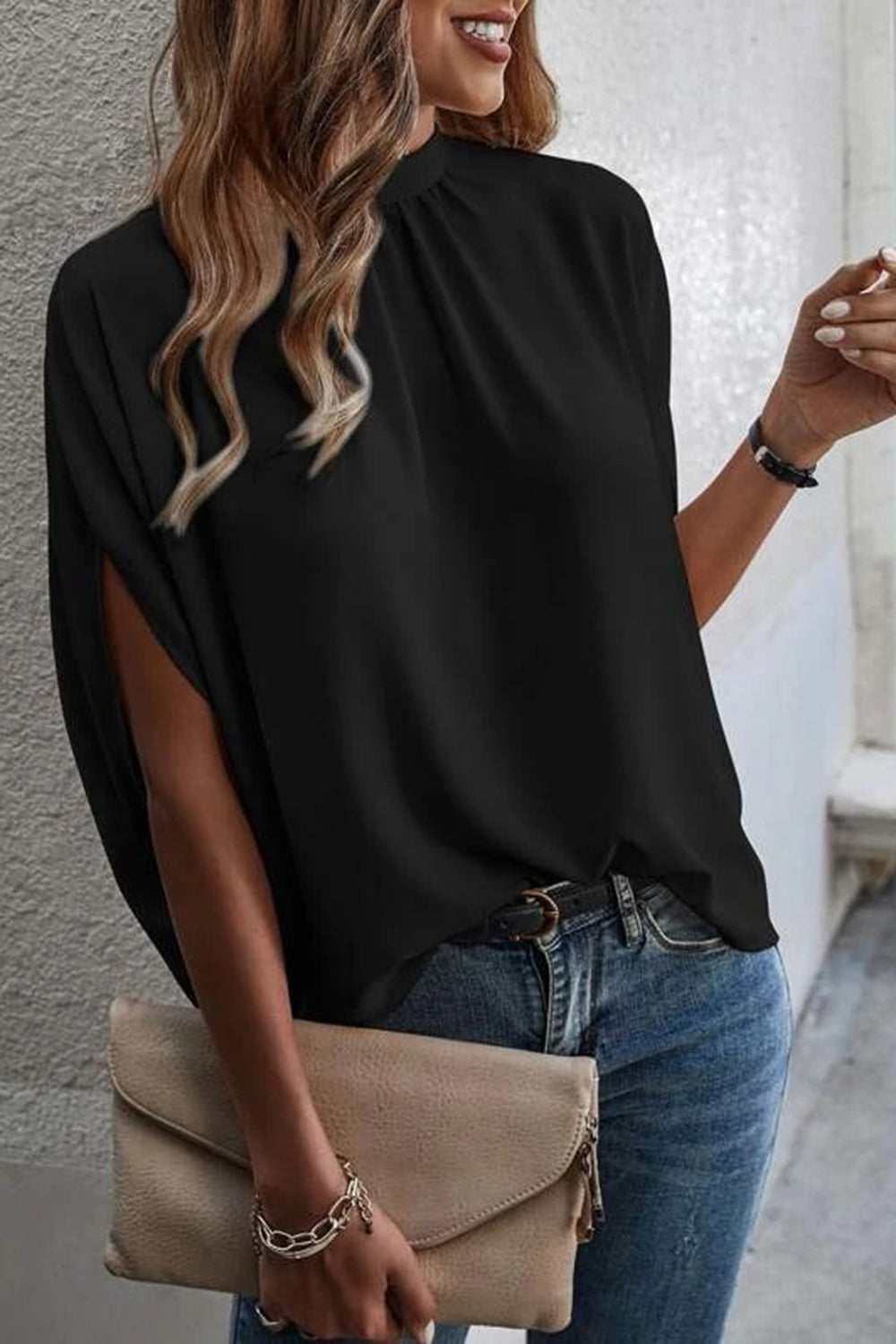 Heidi-Mode | Bindeback Schlitz Halbarm Bluse