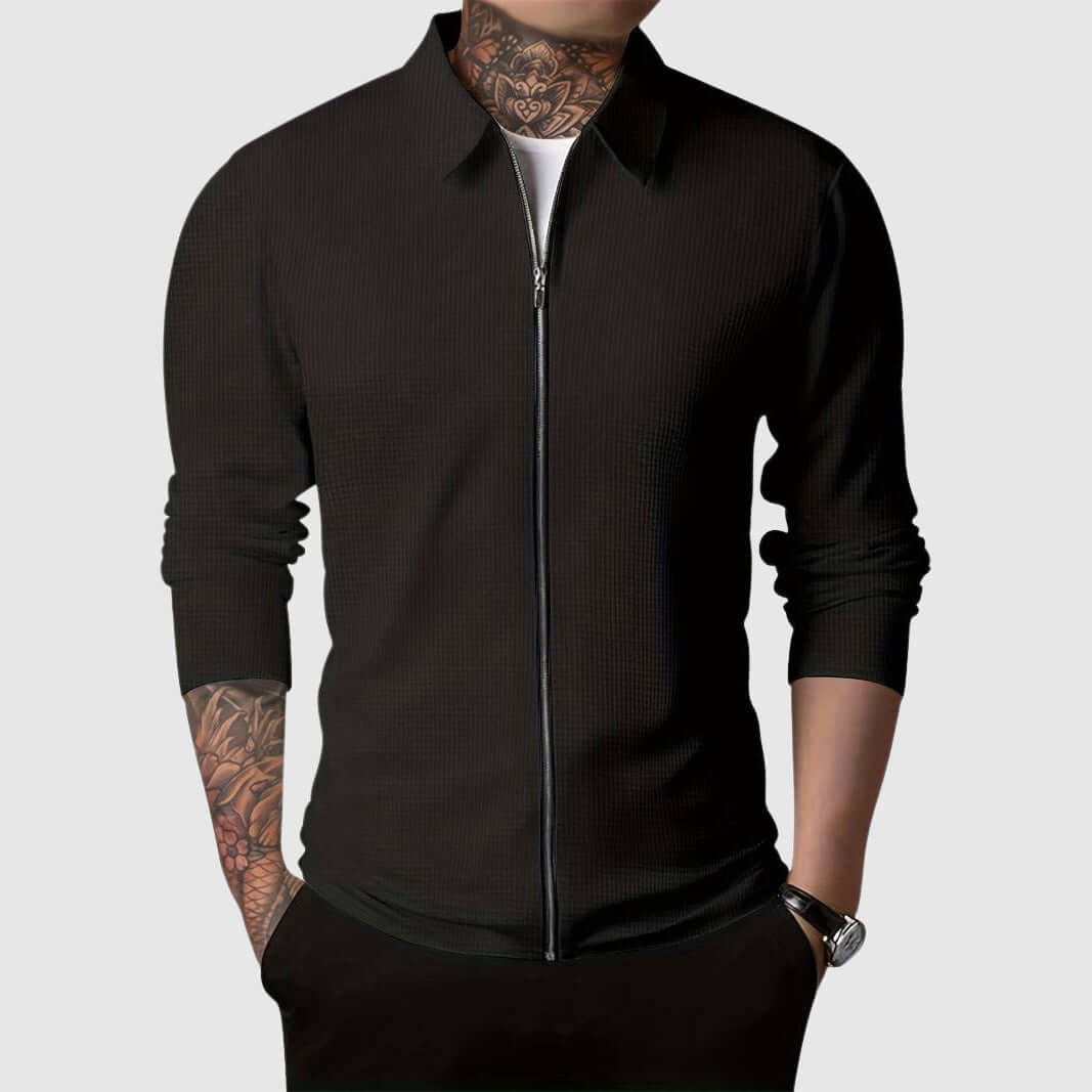 Heidi-Mode | Herren Waffelstrick Zip-Up Jacke