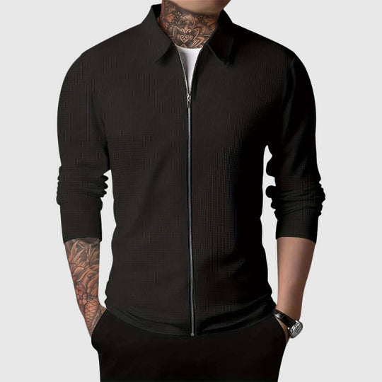 Heidi-Mode | Herren Waffelstrick Zip-Up Jacke