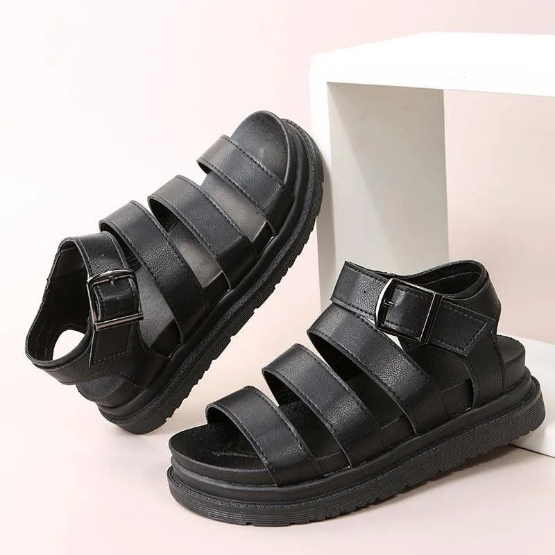 Heidi-Mode | Sandals with buckle and platform with open toes
