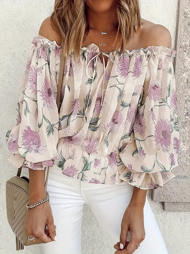 Heidi-Mode | Lässige Bluse mit Rüschen Ohne Ärmel und Blumenmuster