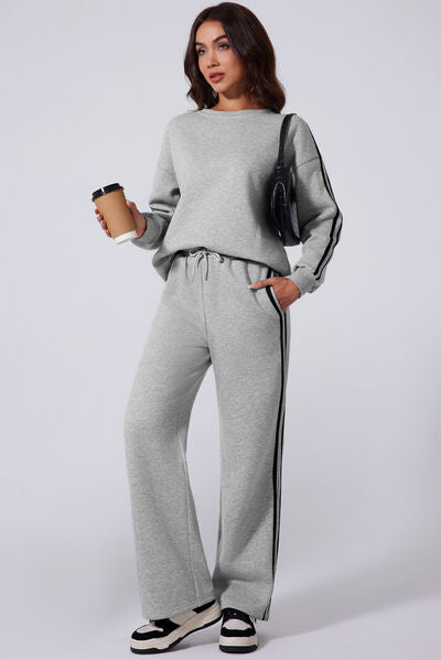 Heidi-Mode | Seitlich Gestreiftes Rundhals-Top und Active Set mit Hose