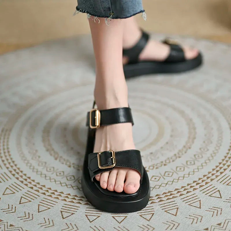 Heidi-Mode | Neue Sommerschuhe mit Flachen Schnallen und Plattformen für Frauen