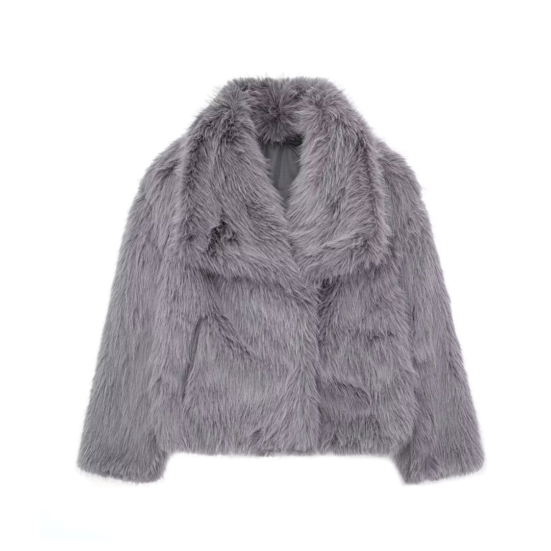 Heidi-Mode | Bequeme Langärmelig Kunstfell Jacke