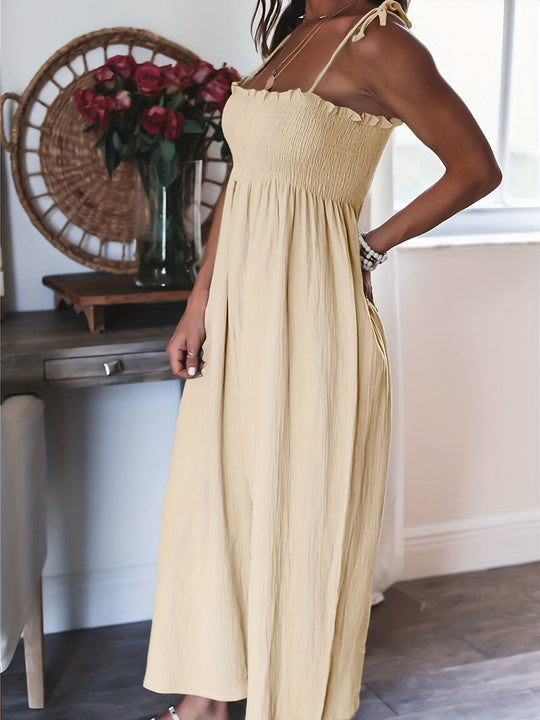 Heidi-Mode | Damen Eleganter Hochwertiger Jumpsuit mit Hoher Taille und Schnurfalten für Festliche Anlässe