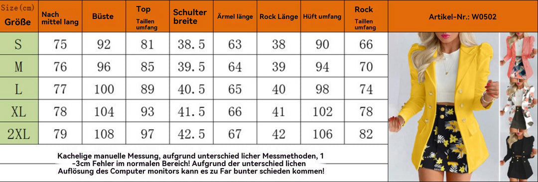 Heidi Mode | Zweiteiliges Set mit lässigem Print und langärmeligem Anzugrock
