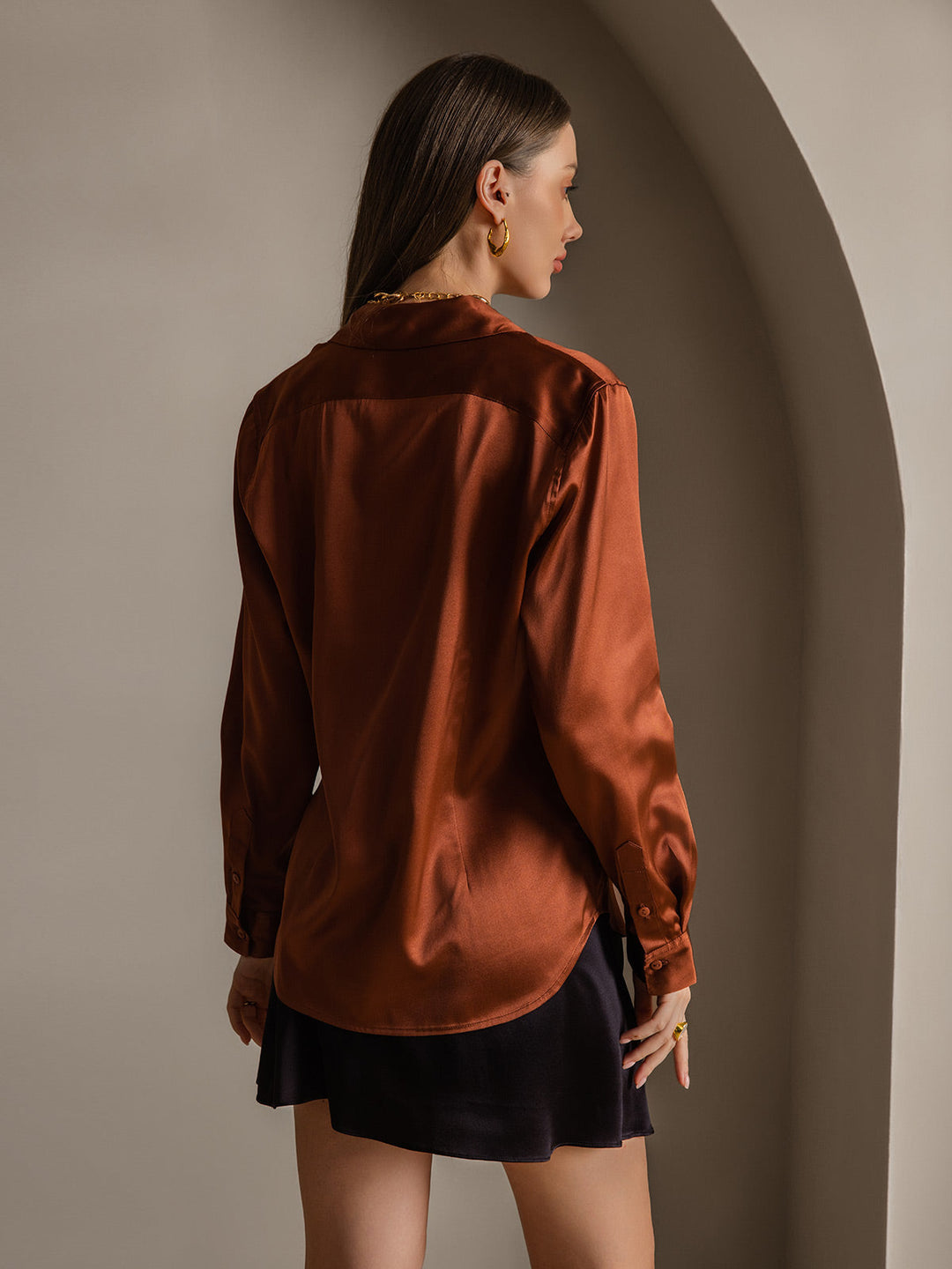 Heidi-Mode | Damen Seiden Basis Militär Revers Hemd