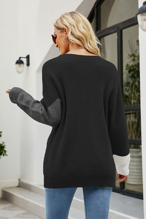 Heidi-Mode | Farbblock Rundhals Pullover