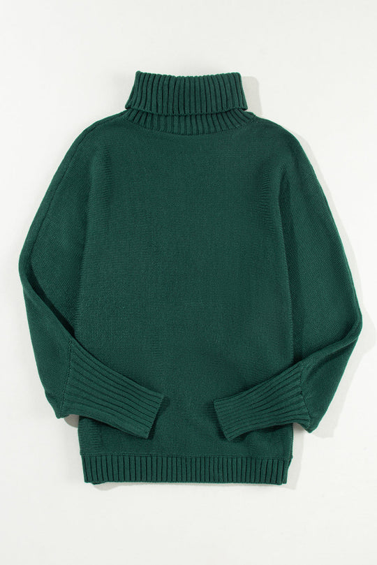 Grüner Pullover Mit Gesticktem Buchstaben Und Hohem Ausschnitt