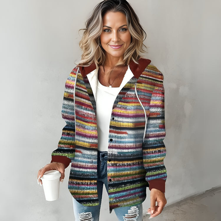 Bunte Gestrickter Kapuzenpullover