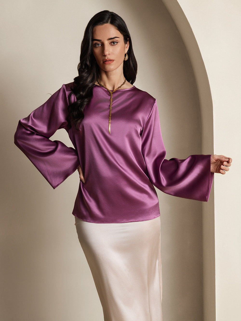 Heidi-Mode | Seiden Langarm Bluse
