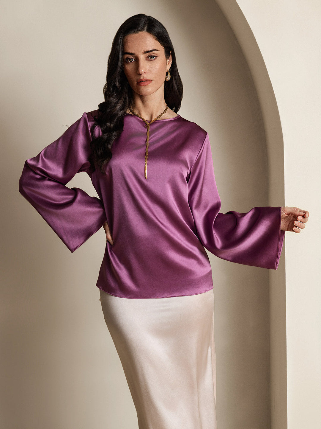 Heidi-Mode | Seiden Langarm Bluse