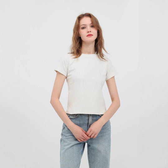Heidi Mode | Schillerndes altes kurzes T-Shirt mit Färbung