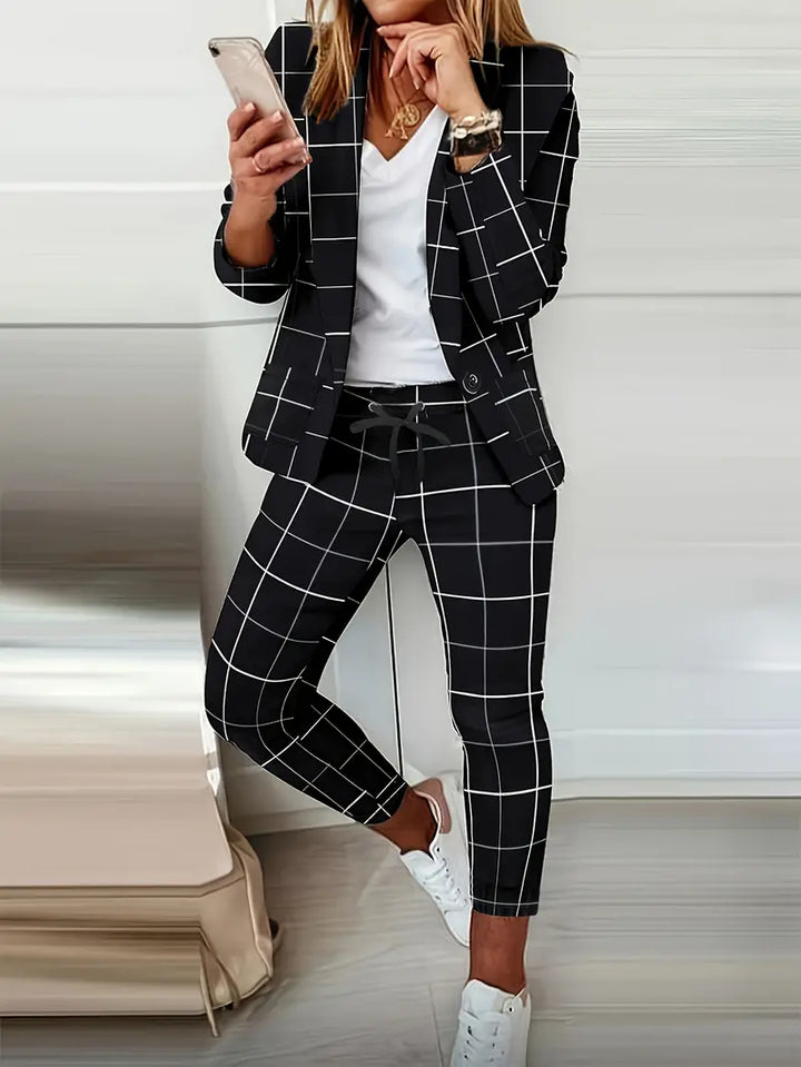 Set aus Business-Chic-Anzug, Langarm-Blazer und Bürohose