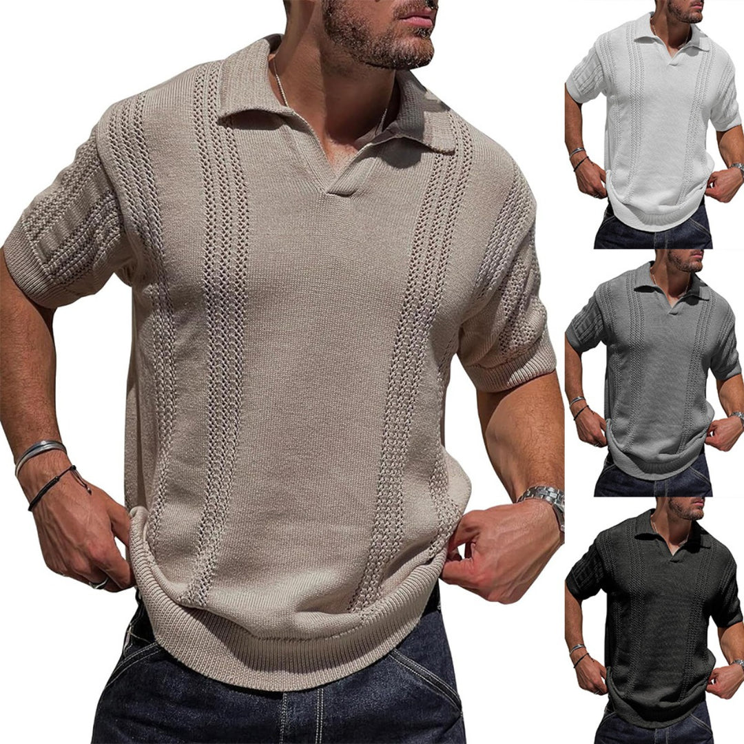 Heidi Mode | Hohles POLO-Shirt mit V-Ausschnitt