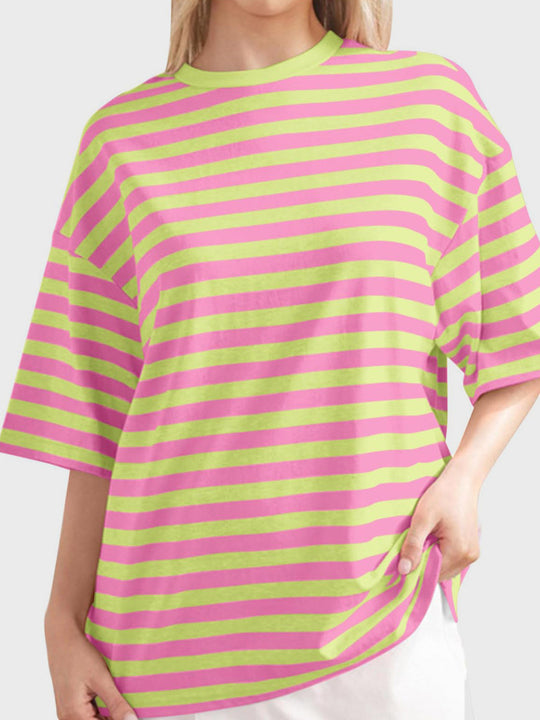 Heidi-Mode | Gestreiftes Rundhals-Halbarm-T-Shirt
