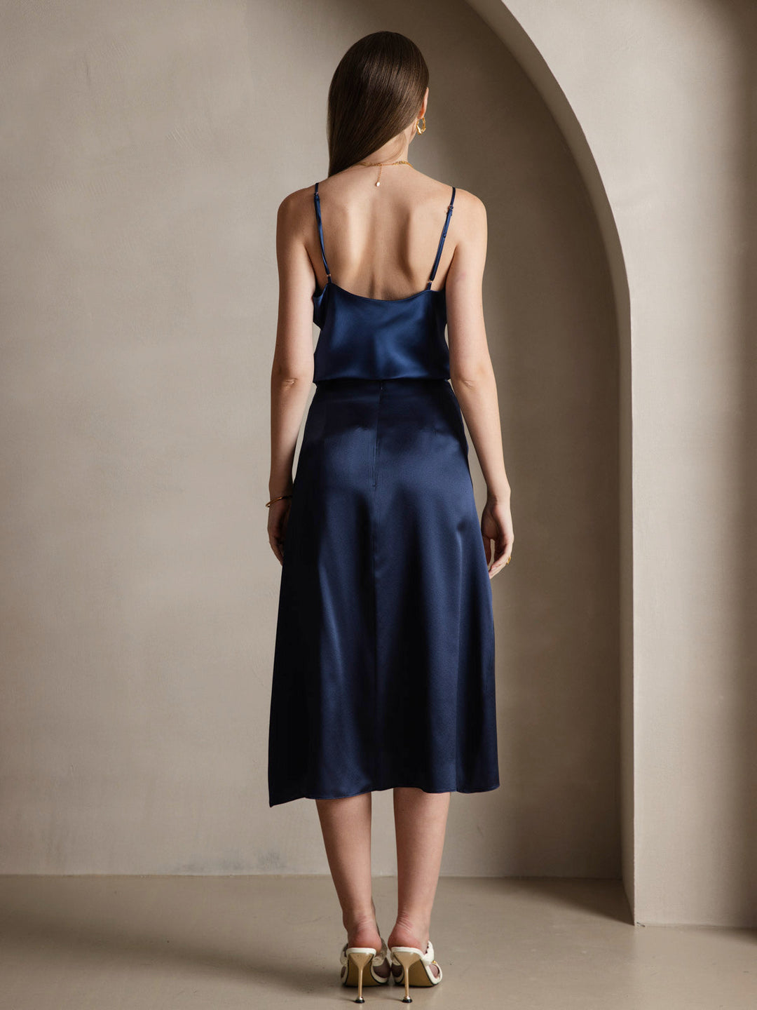 Heidi-Mode | V-Ausschnitt Reine Seide Spaghettiträger Camisole Top