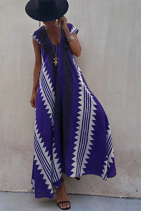 Heidi-Mode | Maxi Strandkleid mit Ethno-Muster