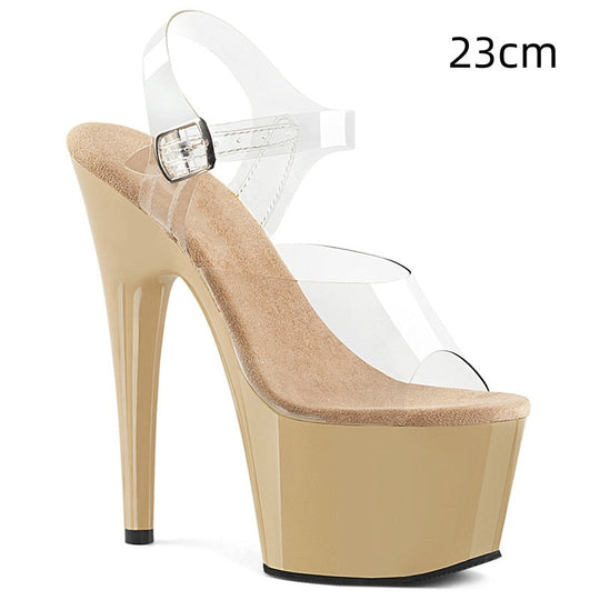 Heidi-Mode | 17Cm Stiletto-Absatz Pole Dance Schuhe Schnalle Peep Toe Sandalen Wasserdichte Plattform Nacht Show Catwalk Show High Heels