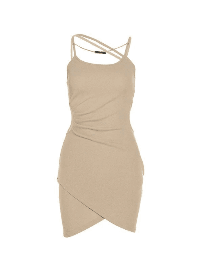 Heidi-Mode | Kettenverzierte Crossover Cutout Mini Kleid