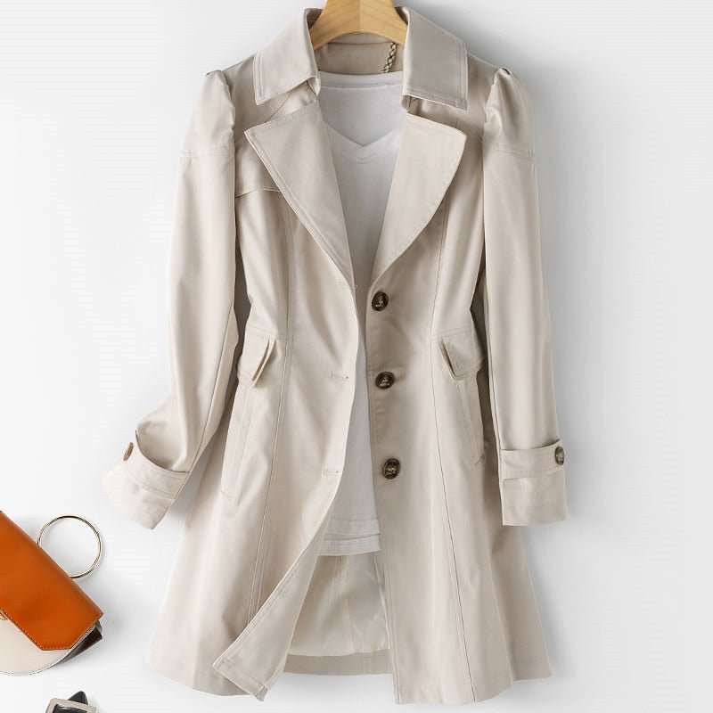 Heidi-Mode | Damen Knopf Daunen Trench Mantel Lange