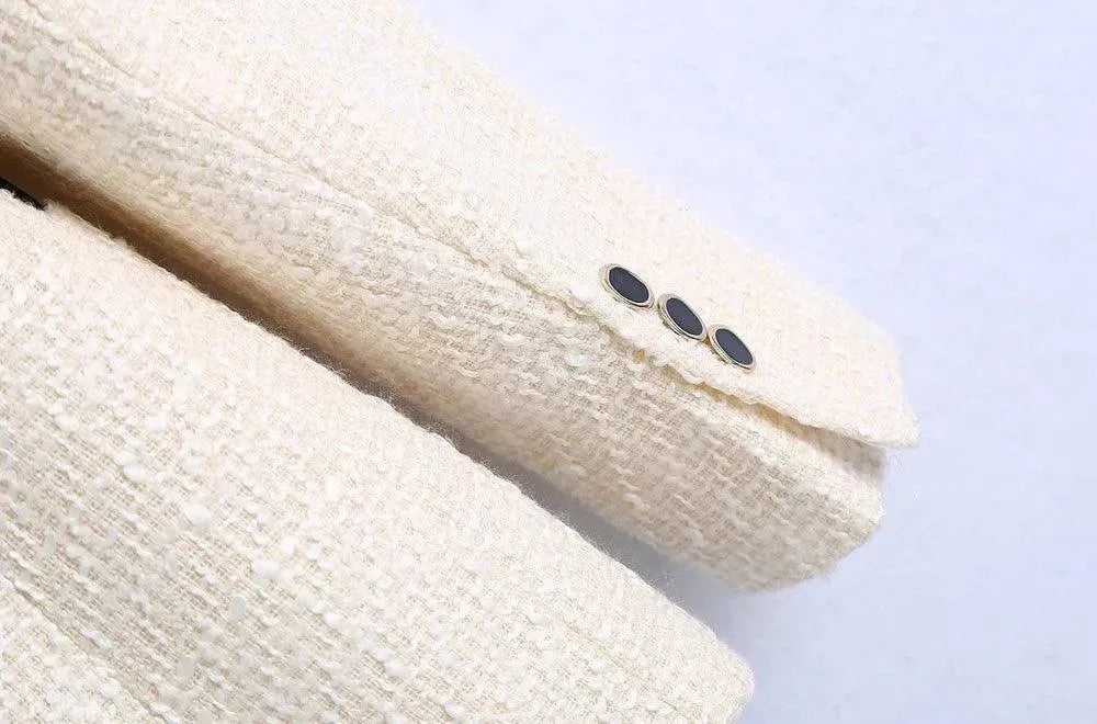 Heidi-Mode | Chic Off-White Tweed-Blazer Damen - Vintage - Patchwork