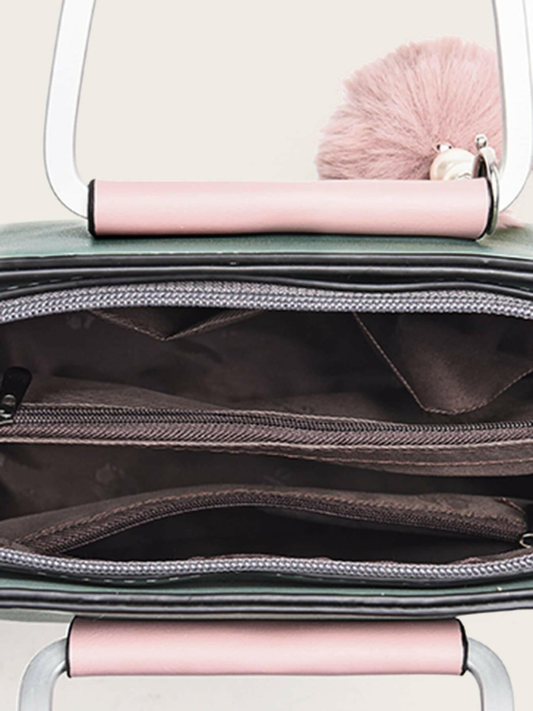 Heidi-Mode | Chic Quadrat Tasche In Helles Grün Polyester mit Verspielt Pom