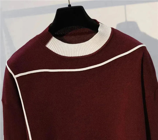 Heidi-Mode | Damen Freizeit Gestreift Zwei Teilig Pullover Satz