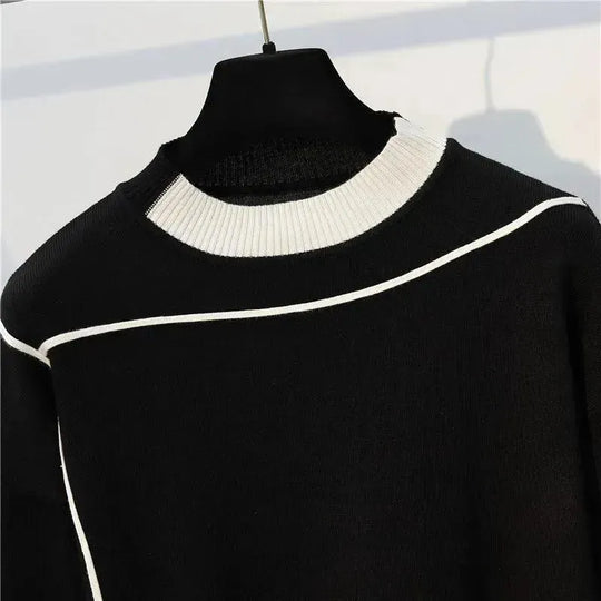 Heidi-Mode | Damen Freizeit Gestreift Zwei Teilig Pullover Satz