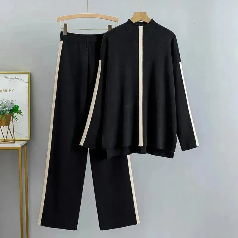 Heidi-Mode | Damen Colorblock Zweiteiliger Jersey Hosenanzug