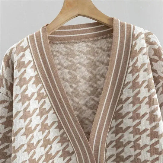 Heidi-Mode | Frauen Geometrisches V-Ausschnitt Zweiteiliges Satz