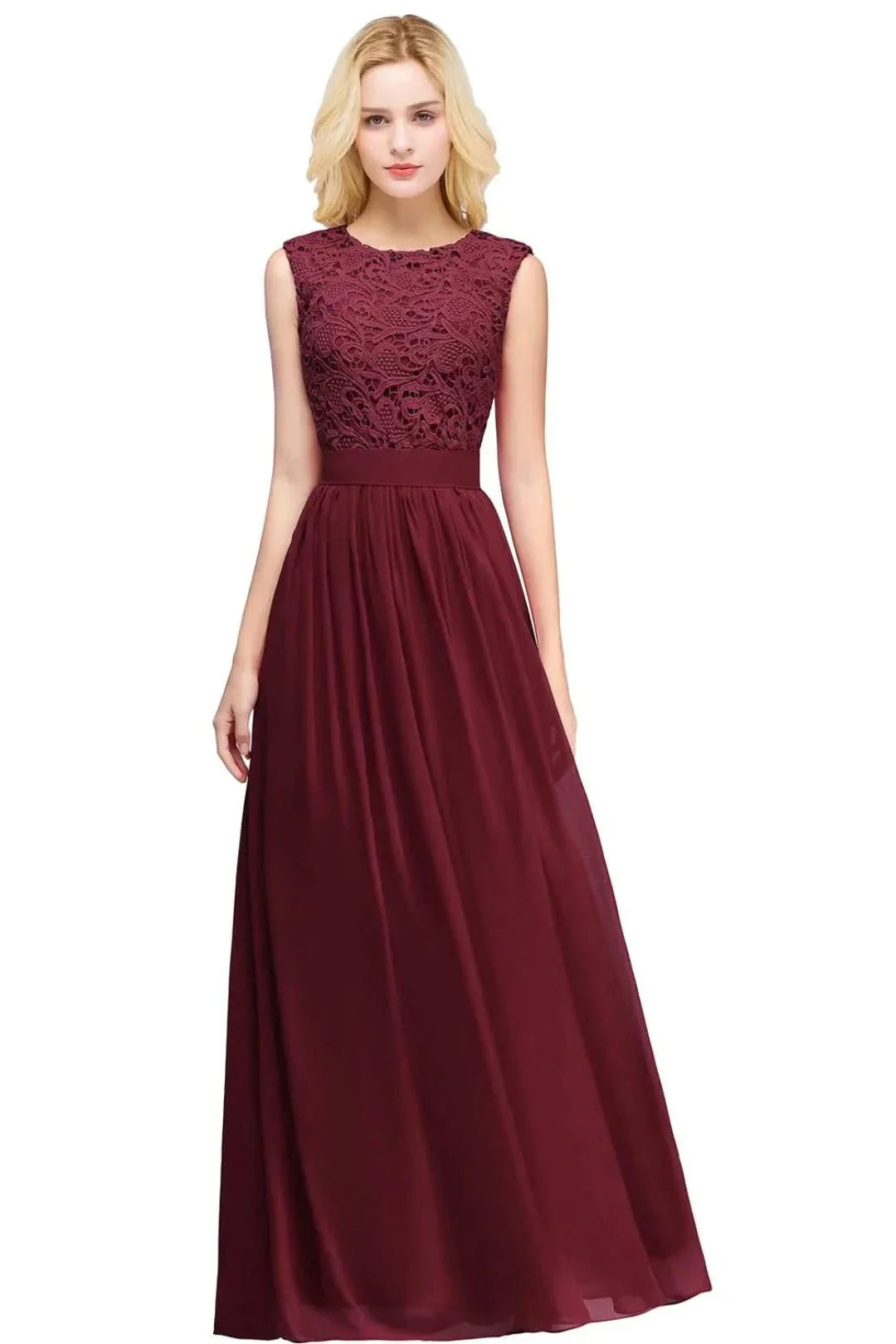 Heidi-Mode | Chiffon Brautjungfernkleid mit Herz Ausschnitt, Fußlänge