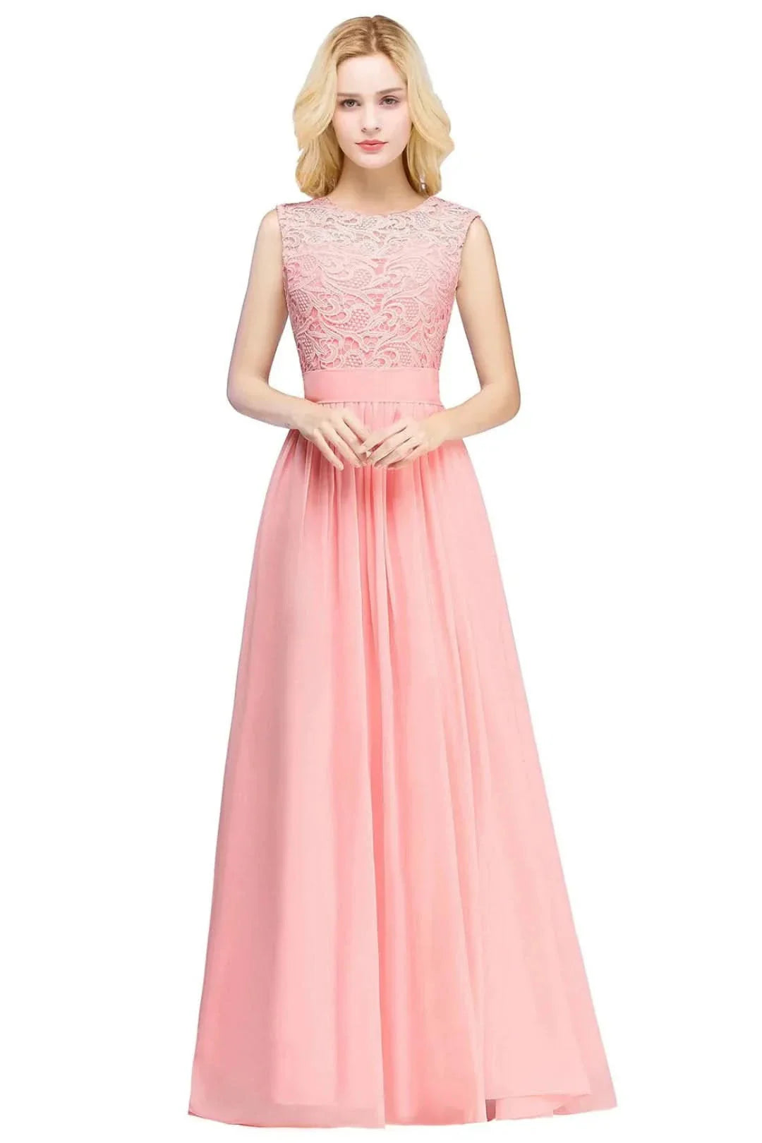 Heidi-Mode | Chiffon Brautjungfernkleid mit Herz Ausschnitt, Fußlänge