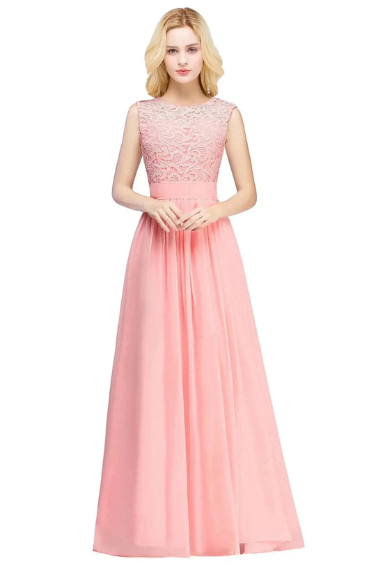 Heidi-Mode | Chiffon Brautjungfernkleid mit Herz Ausschnitt, Fußlänge